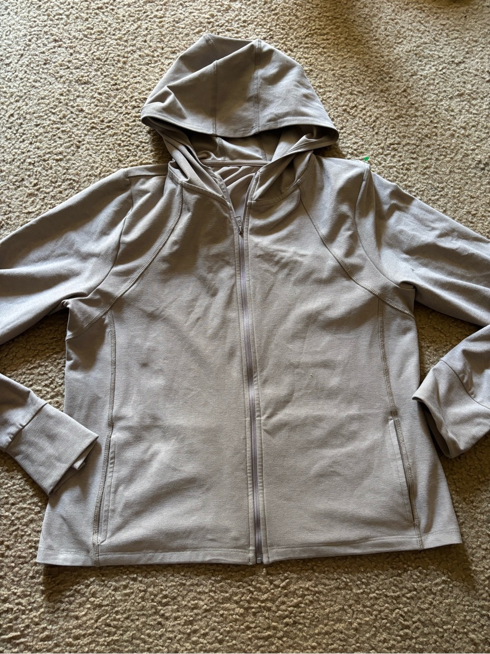 Beyond Yoga Jacket Womens L/XL Beige Core Spacedye High Energy Hoodie Full Zip